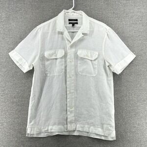 Banana Republic White Short-Sleeve Linen Camp Shirt